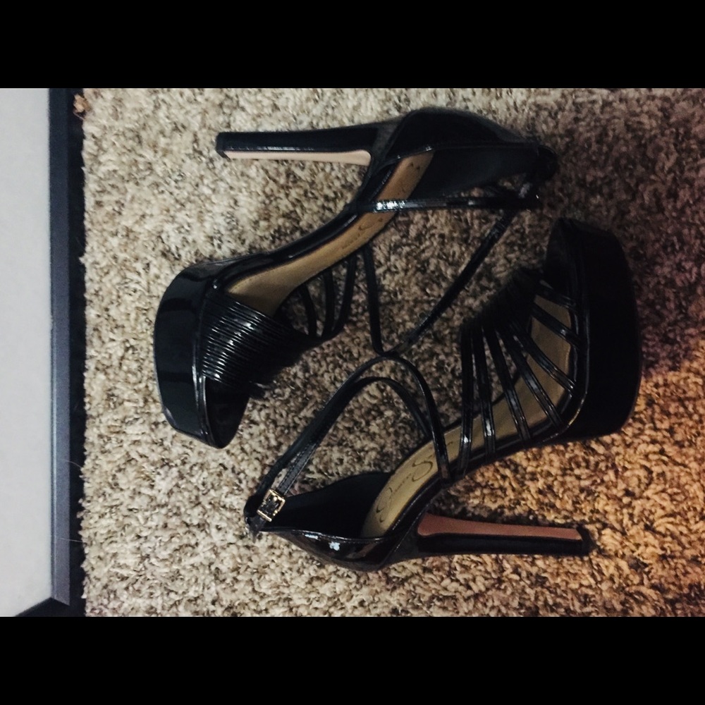 Strappy black heels